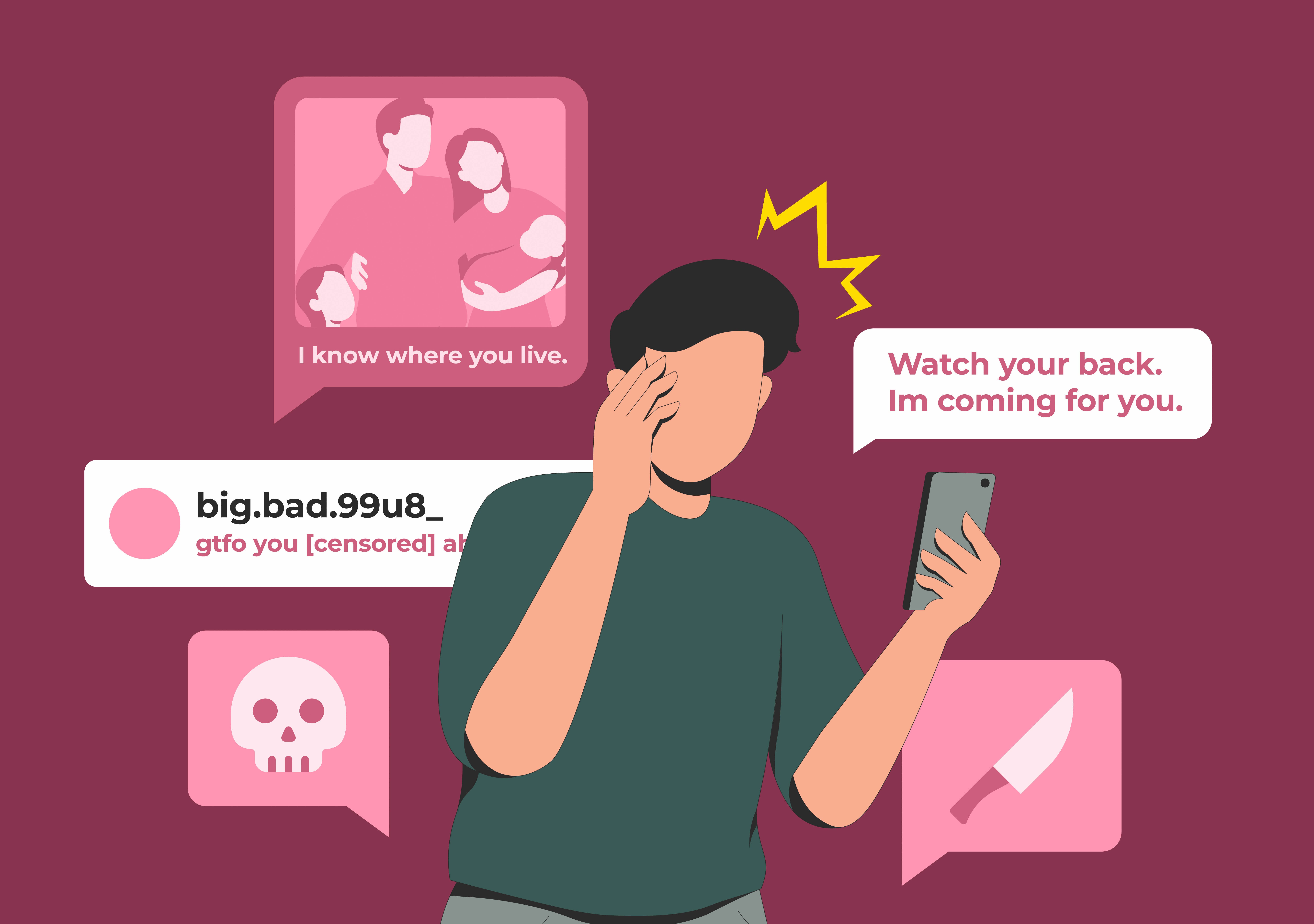A distressed victim of online harassment